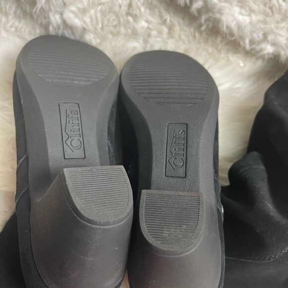 Cliffs by White Mountain Averie Black leather Suede knee high boots Size 9M. - Picture 11 of 13